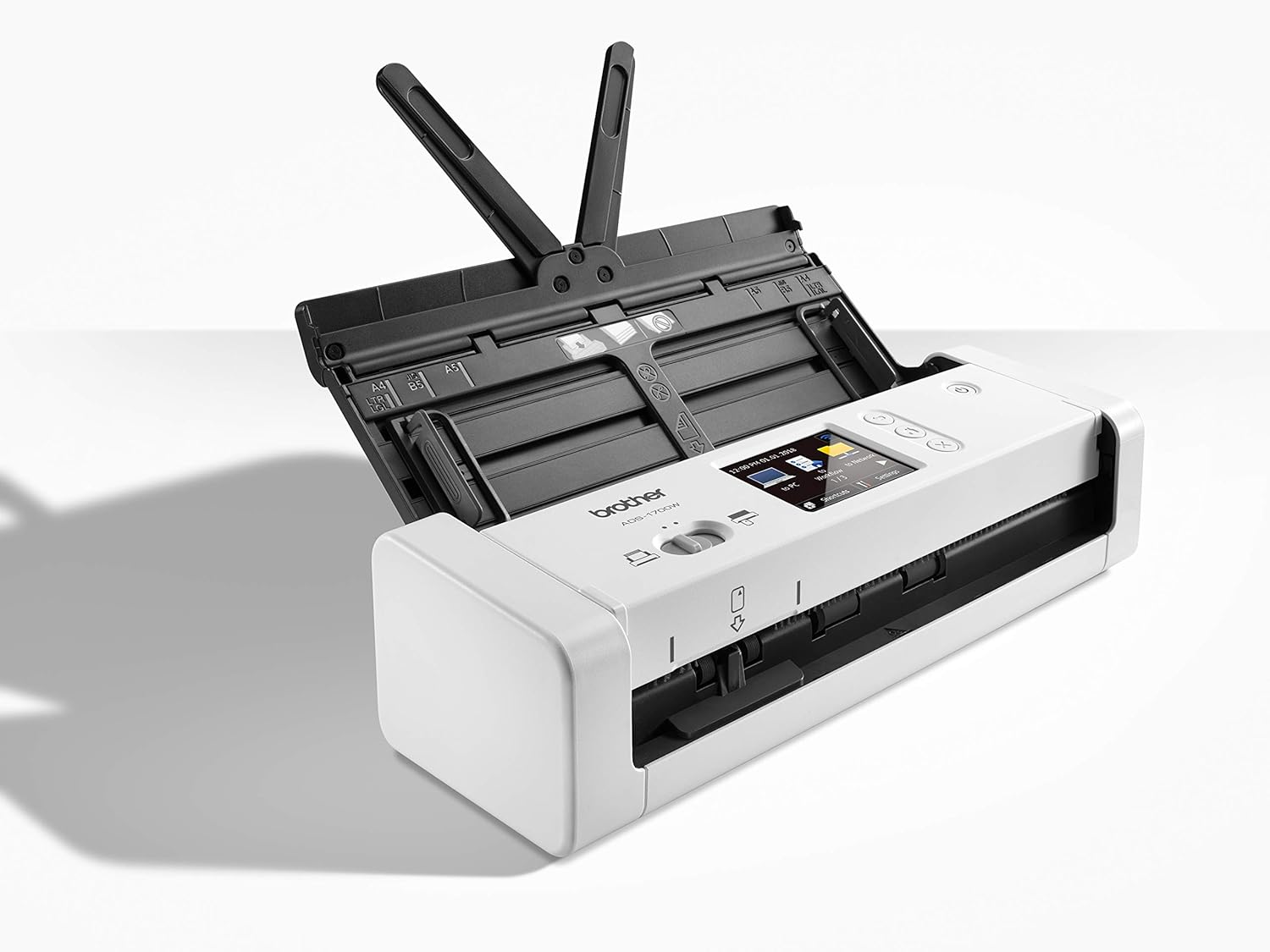 Brother ADS-1700W Kompakter und intelligenter Dokumentenscanner | Dokumentenzuführung | Automatisches Scannen | Wi-Fi/Wi-Fi Direct, Weiß/Schwarz