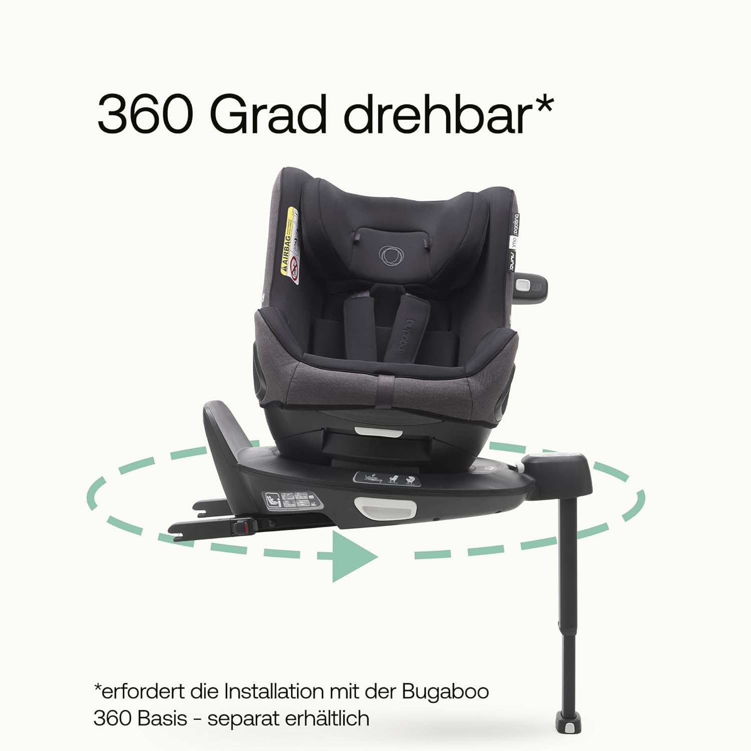 Bugaboo Owl by Nuna Isofix Kindersitz von der Geburt bis 4 Jahre, 0-18 kg. 360 Grad drehbar, Gruppe 0+/1, ultimativer Komfort und Sicherheit, verstärkte Schale und seitlicher Aufprallschutz, Grey
