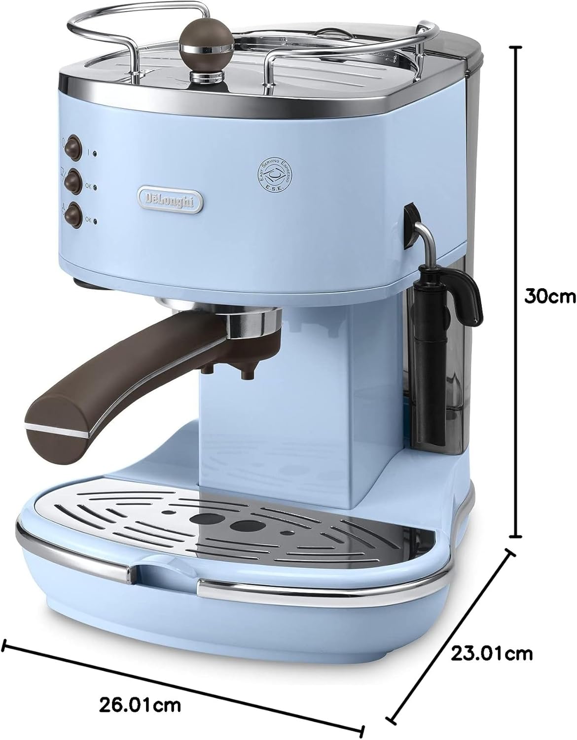 De'Longhi Icona Vintage ECOV 311.GR – Espresso Siebträgermaschine im RetroLook, Espressomaschine mit manuellem Milchaufschäumer, für Kaffeepulver oder ESE Pads, 1,4 l Wassertank, grün