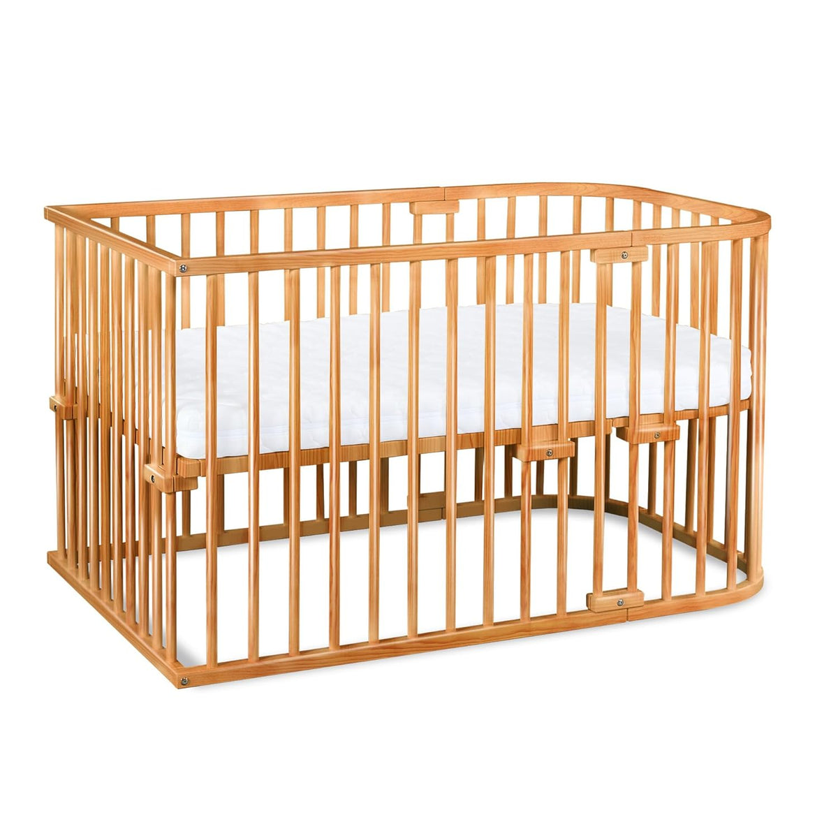 babybay Original Beistellbett aus massivem Buchenholz / kompakt & verwandelbar / Kinderbett Höhe stufenlos verstellbar & umweltfreundlich / mitwachsendes Babybett (weiß lackiert) / inkl. Matratze