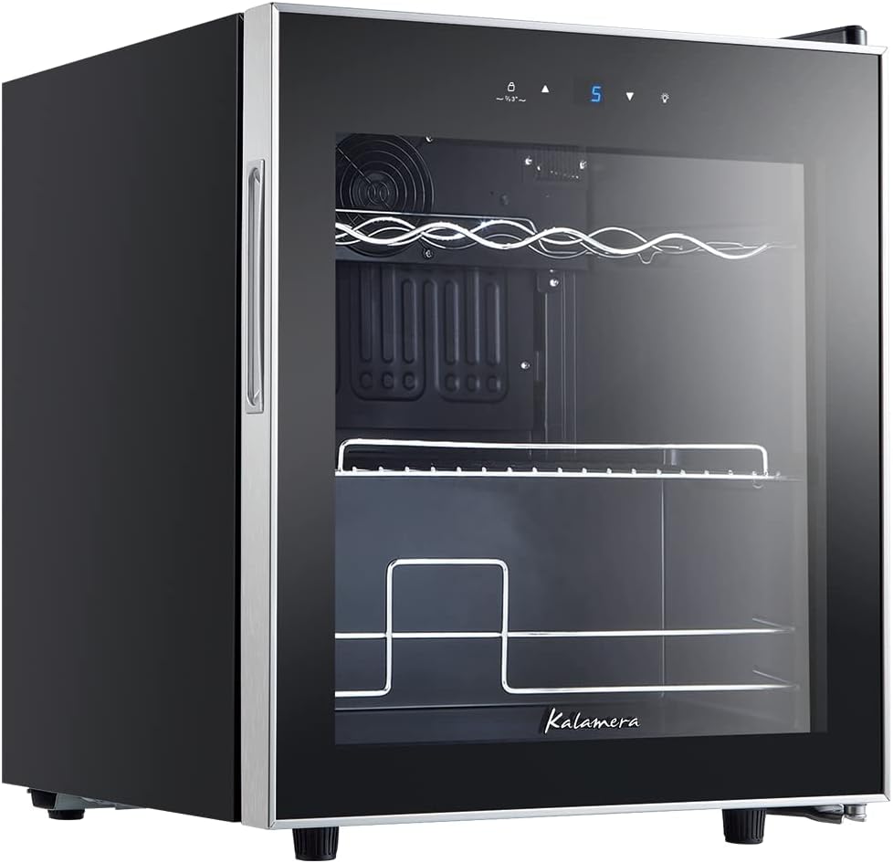 Kalamera Getränkekühlschrank, Bierkühlschrank mit Touch-Bedienfeld, 3-18°C Kühlzone, Flaschenkühlschrank 86 Liter, Blaue LED-Innenbeleuchtung, 41 dB, KRC-86GE