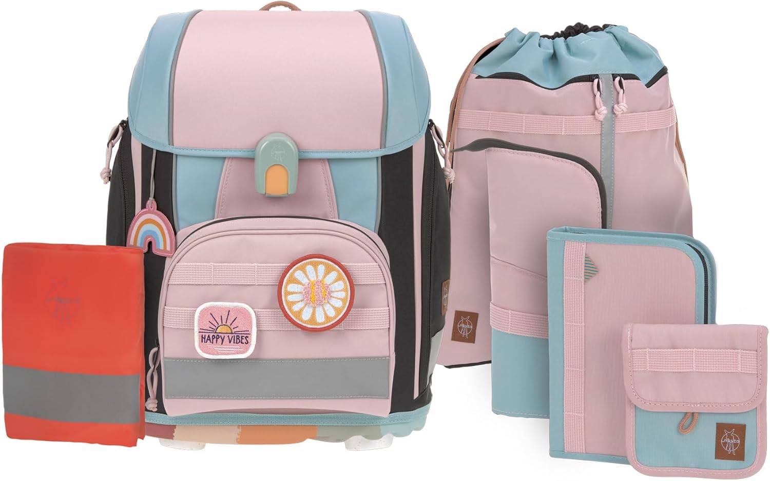LÄSSIG 7-teiliges Schulranzen Set Kinder/School Set Boxy Unique Schwarz