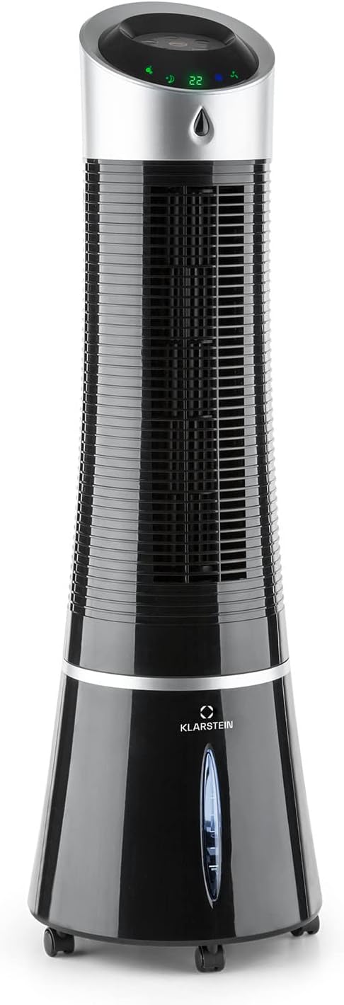 Klarstein 4-in-1: Smart Luftkühler, Ventilator, Luftbefeuchter & Ionisation I 6 L Wassertank, Oszillation, 30 W, 210 m³/h, Timer I Klimagerät ohne Abluftschlauch, Mobiles Klimagerät, Schwarz-Rosegold