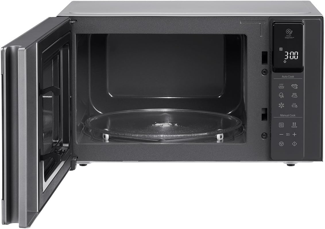 LG MS2595CIS Mikrowelle mit Smart Inverter Technologie, 25 Liter Kapazität, 1000 W, Automatikprogramme, einstellbare Leistungsstufen und EasyClean-Funktion, Silber