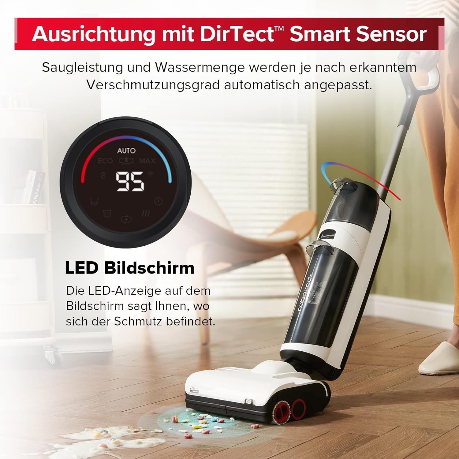 roborock Dyad Pro Nass Trockensauger Kabelloser Staubsauger 17000pa Automatische Trocknung & Selbstreinigend Wischsauger mit APP-Steuerung, Doppelte Wassertanks für Harte Bden