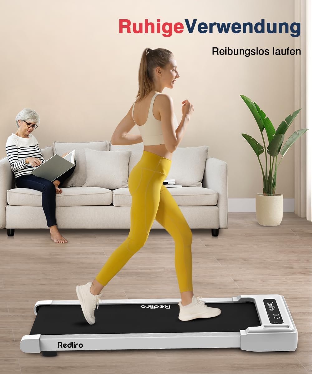 Redliro Walking Pad, Laufband für Zuhause mit Fernbedienung und LED-Anzeige, Kompaktes und leises Laufband Schreibtisch für Zuhause/Büro 1-6km/h