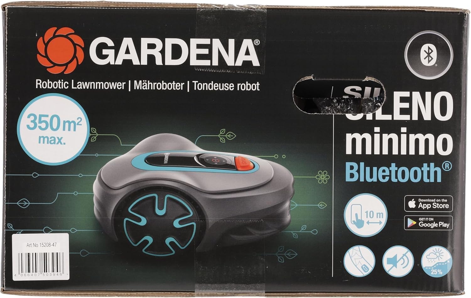 Gardena Mähroboter SILENO minimo 250 m²: intelligenter Rasenmäher mit optimaler Konnektivität, mit Gardena Bluetooth App programmierbar, DE-Version (15201-20)