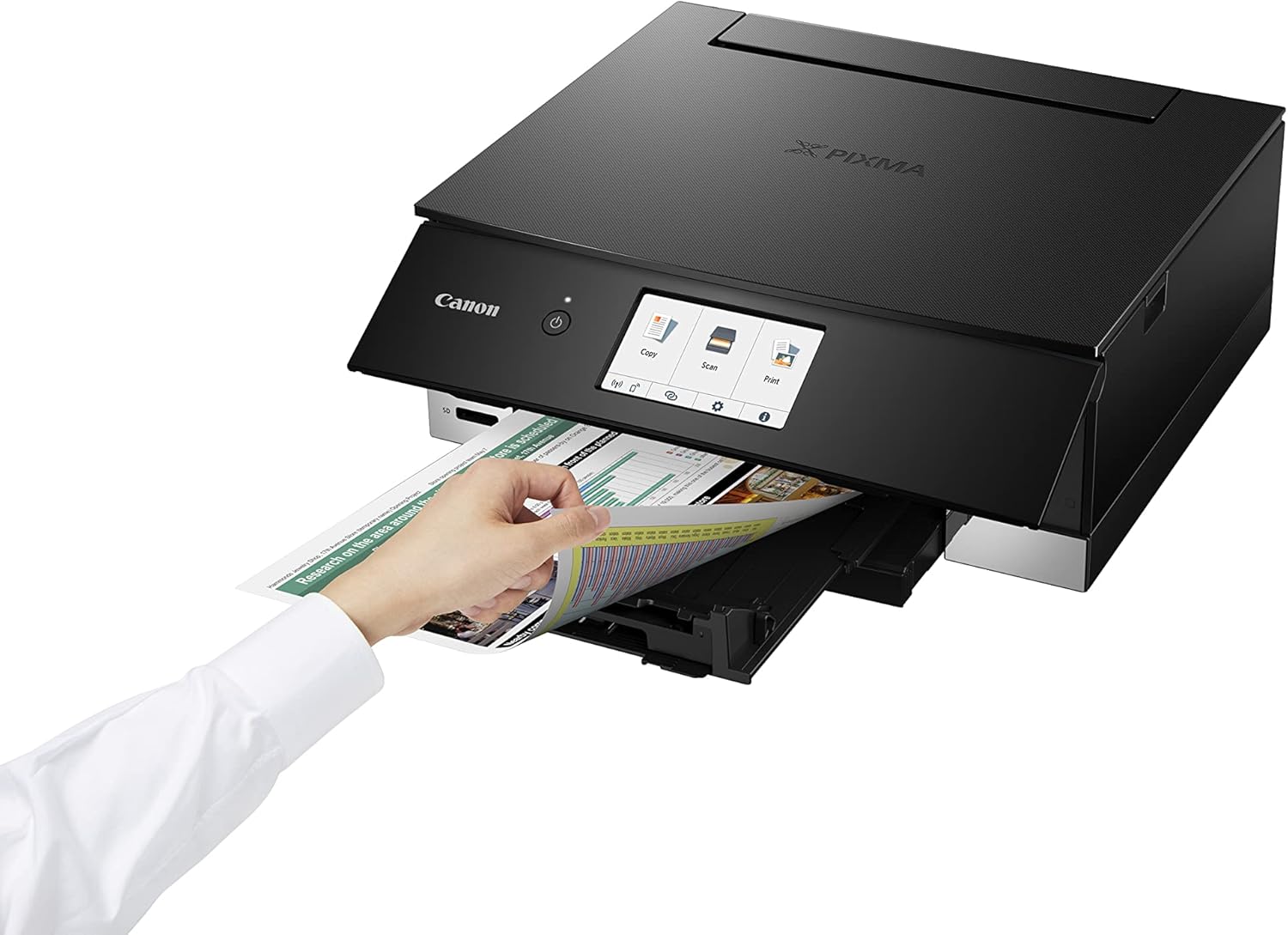 Canon PIXMA TS8750 Multifunktionsdrucker 3in1 (Tintenstrahl,Drucken, Kopieren, Scannen, A4, 10,8 cm Touch LCD, WLAN, Duplexdruck, 2 Papierzuführungen, 2 x 100 Blatt, 6 Separate Tinten) schwarz