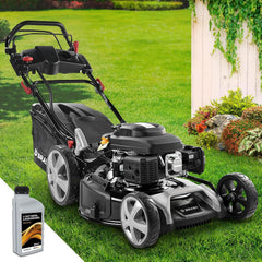 BRAST Benzin Rasenmäher mit Antrieb | 5,2kW (7PS) | 55cm Schnittbreite | viele Modelle | TÜV | 30-80mm Schnitthöhe | 60L Fangkorb | 4 Takt OHV Motor | Stahlgehäuse | Power