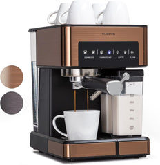 Klarstein Espresso Siebträgermaschine mit Milchaufschäumer, 1,8L Mini-Espressomaschine mit Siebträger, 20 Bar, Edelstahl, Klein, 0,5L Milchtank, 1350W Kaffeemaschine für Gemahlenen Kaffee