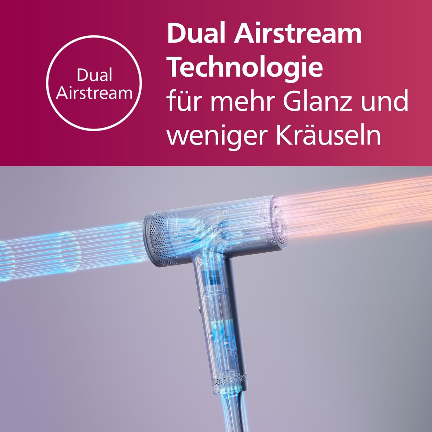 Philips Hochgeschwindigkeits-Haartrockner Serie 8000, ThermoShield Advanced, Ionic, Stylingdüse & Diffusor, Kopfhautpflege, 1400 W, Rose Champagne, Modell BHD837/10