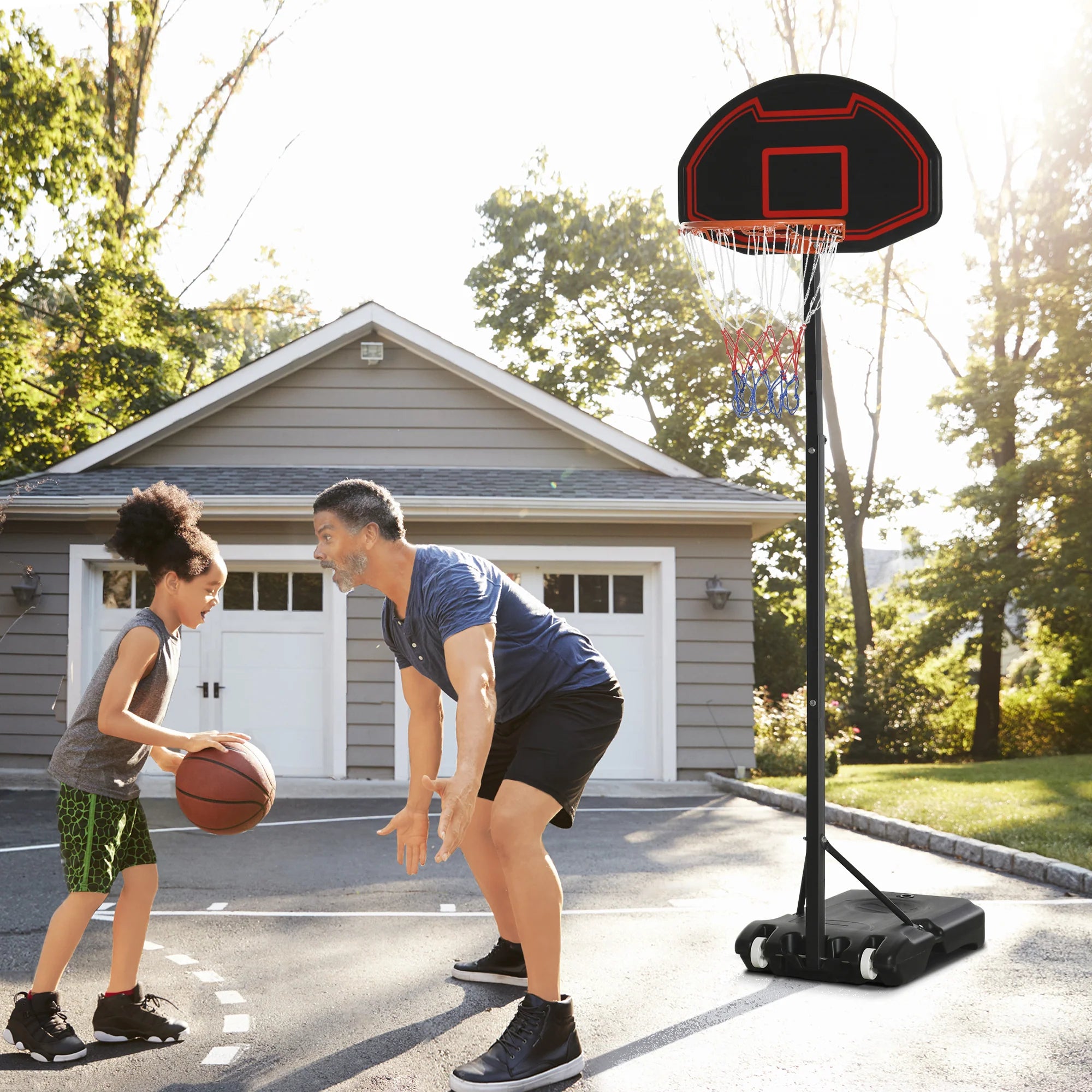 HOMCOM Basketballkorb höhenverstellbar Outdoor mobil mit Rollen