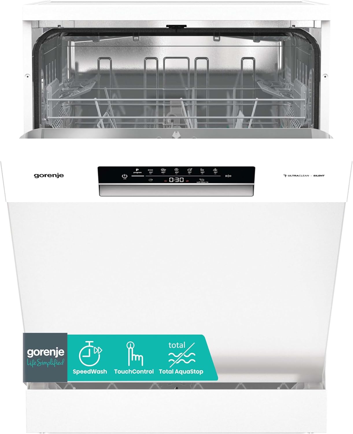 Gorenje GS642E90W Freistehender Geschirrspüler, 60 cm, 13 Maßgedecke, Total AquaStop, vollständiger Überlaufschutz, Hygiene Programm, SpeedWash Funktion, Selbstreinigung, UltraClean Besteckkorb