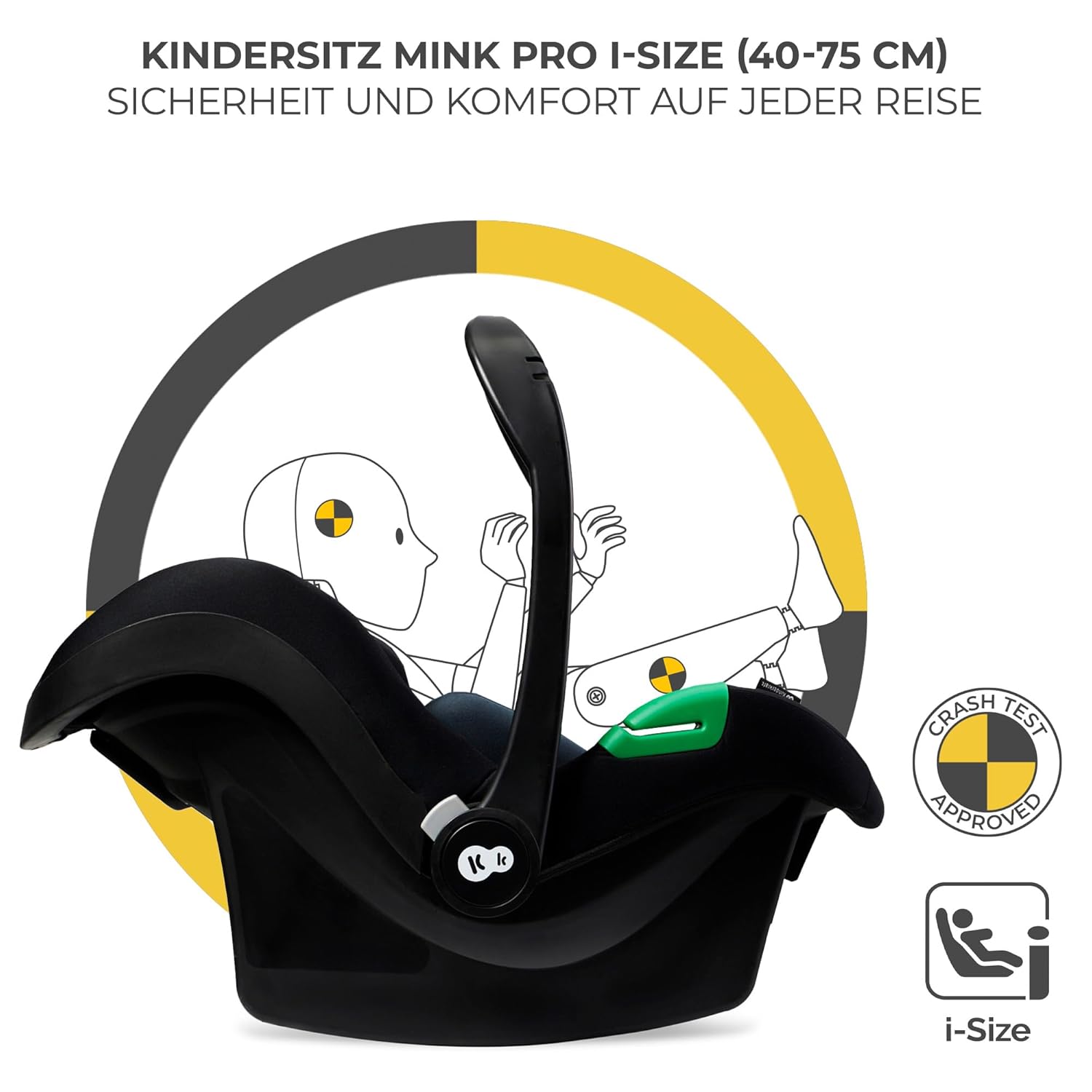 Kinderkraft MOOV2 AIR Kinderwagen 3 in 1 Kinderwagenset bis 26 kg mit Kindersitz I-SIZE 40-75 cm, Buggy Funktion, Liegeposition verstellbar, Große ausziehbare Verdeck, Aufblasbare Räder, Schwarz