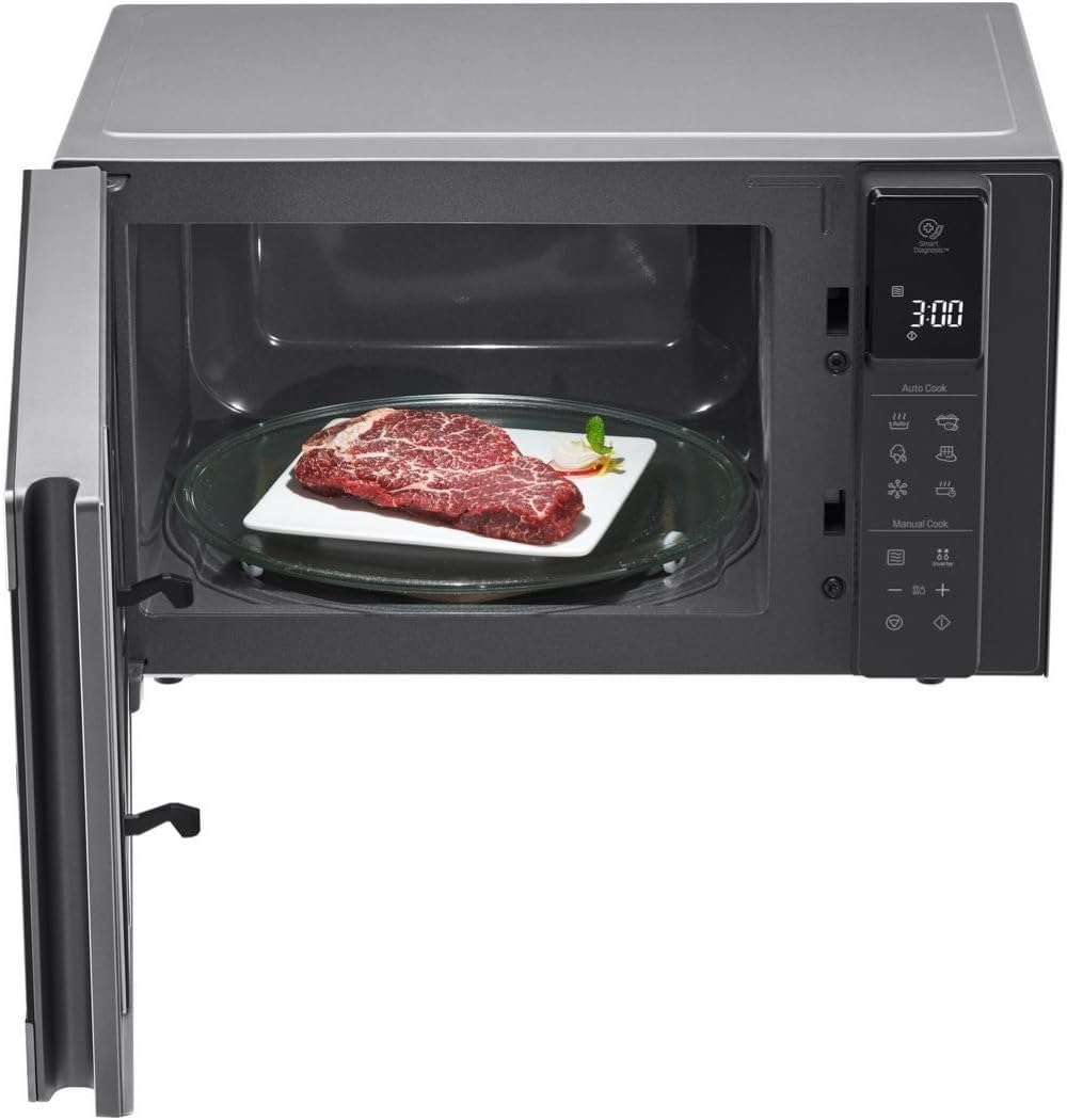 LG MS2595CIS Mikrowelle mit Smart Inverter Technologie, 25 Liter Kapazität, 1000 W, Automatikprogramme, einstellbare Leistungsstufen und EasyClean-Funktion, Silber