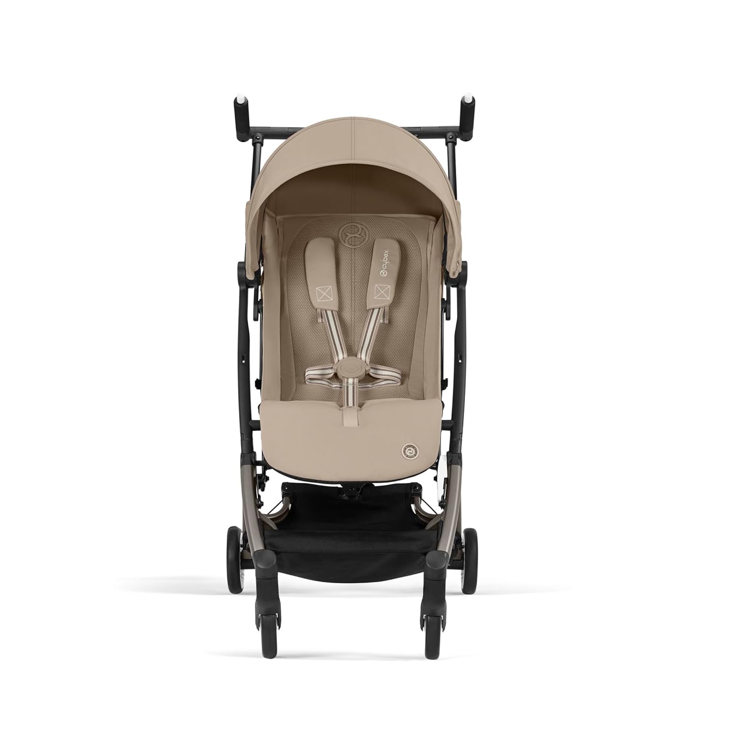 CYBEX Gold Kinderwagen Libelle mit One-Pull Harness, Von ca. 6 Monaten bis ca. 4 Jahre (max. 22 kg), Ultraleicht (nur 6 kg), Almond Beige (Beige mit taupefarbenem Rahmen)