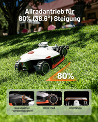 MAMMOTION LUBA 2 AWD 3000X Mähroboter ohne Begrenzungskabel, NetRTK+Vision, Keine RTK-Antenne erforderlich, Auto-Kartierung, Empf. 3000m², Max. 3600m², mit 4G-Modul, 80% Steigung