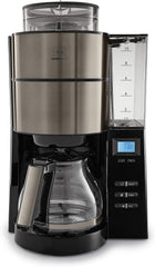 Melitta AromaFresh - Filterkaffeemaschine - mit Glaskanne - integriertes Mahlwerk - Timer Funktion - 10 Tassen - Pure Black