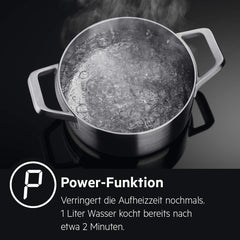 AEG Induktionskochfeld autark 60cm / 4 Zonen mit 2x Power-Funktion für schnelles Kochen / 9 Stufen / Edelstahlrahmen / Timer / Touch-Bedienung / Kindersicherung / Restwärmeanzeige / IKB6430AMB