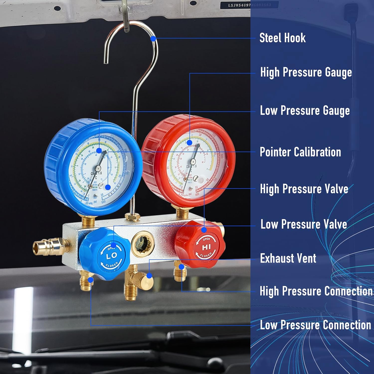 BACOENG Vakuumpumpe klimaanlage Set für HVAC/Auto AC Kältemittelaufladung, Klimaanlage Auto Befüllen Set Ideal für R134A R410A R407C R32