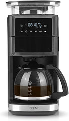 BEEM FRESH-AROMA-PERFECT III Filterkaffeemaschine mit Mahlwerk - Duo | Mit Thermos- & Glaskanne | Aroma-Plus-Funktion | 24-H-Timer | 1000 W | für bis zu je 10 Tassen [Edelstahl]