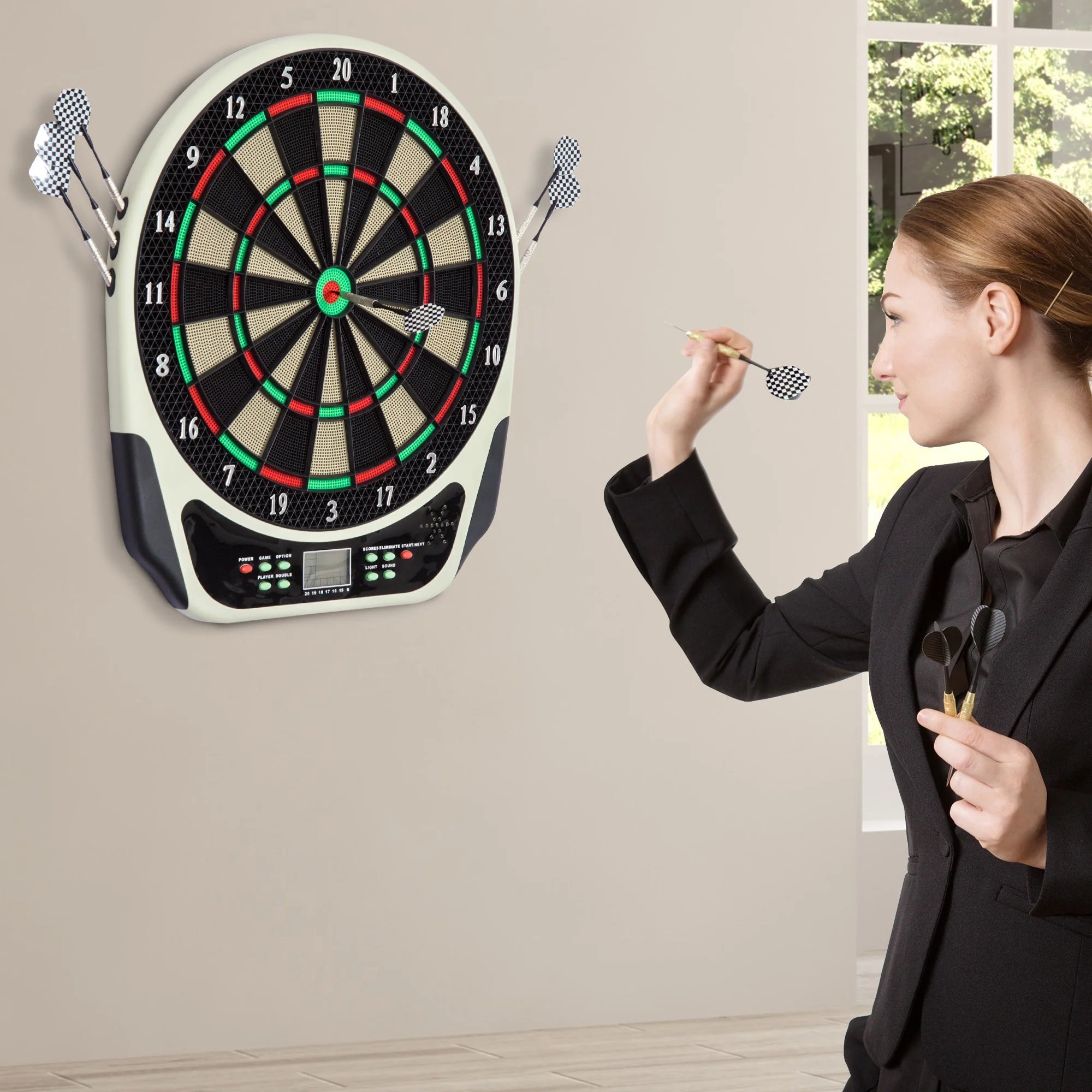 HOMCOM Elektronische Dartscheibe 18 Spiele 8 Spieler LCD Display