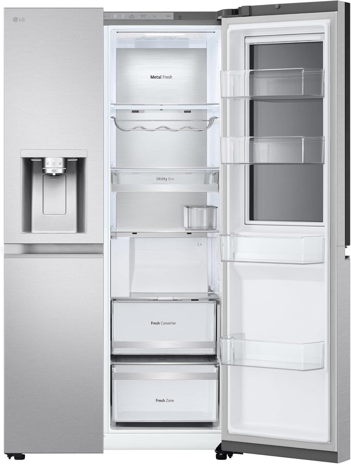 LG GSGV81PYLL Side by Side Kühlschrank, Klasse E, 635 L, Instaview, Kühlschrank mit Gefrierfach, Eis-, Crushed Ice- Wasserspender, Total NoFrost, Smart Inverter Kompressor, Wi-Fi