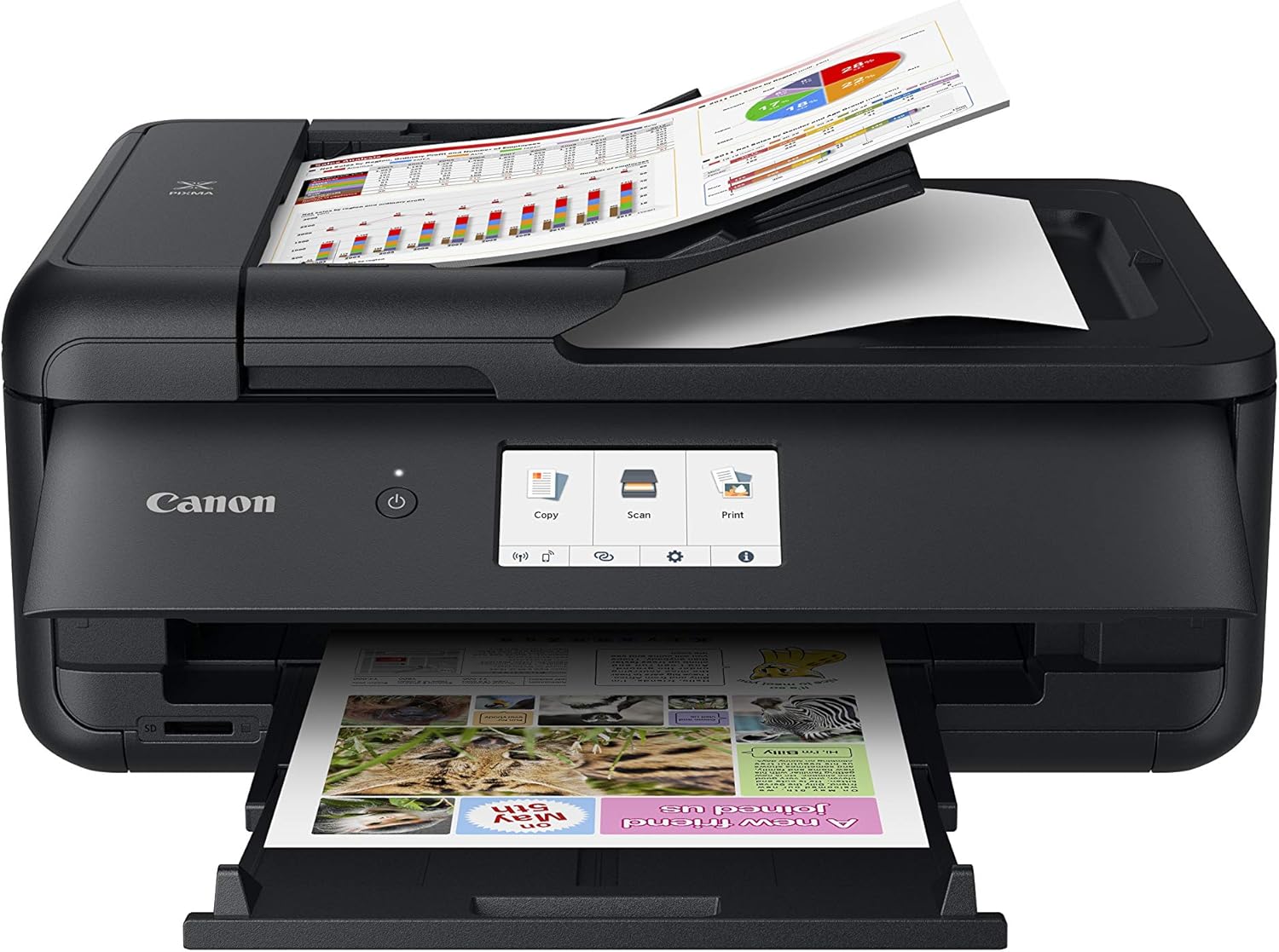 Canon PIXMA TS9550 Drucker Farbtintenstrahl Multifunktionsgerät DIN A4 A3 (Drucker A3, Scanner, Kopierer, 5 separate Tinten, WLAN, LAN, Print App, 2 Papierzuführungen, Duplexdruck) schwarz