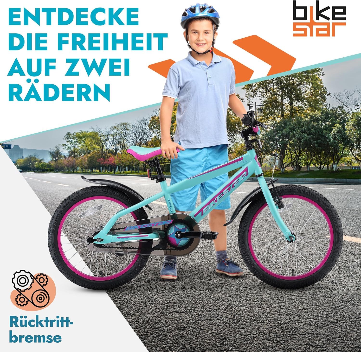 BIKESTAR Kinderfahrrad 18 Zoll für Mädchen und Jungen ab 5 Jahre | Kinderrad Urban Jungle | Fahrrad für Kinder | Risikofrei Testen
