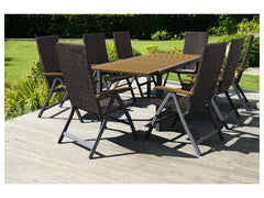 Geflecht-Set »Valencia«, 9-teilig - Ausziehtisch & 8 Klappsessel, braun