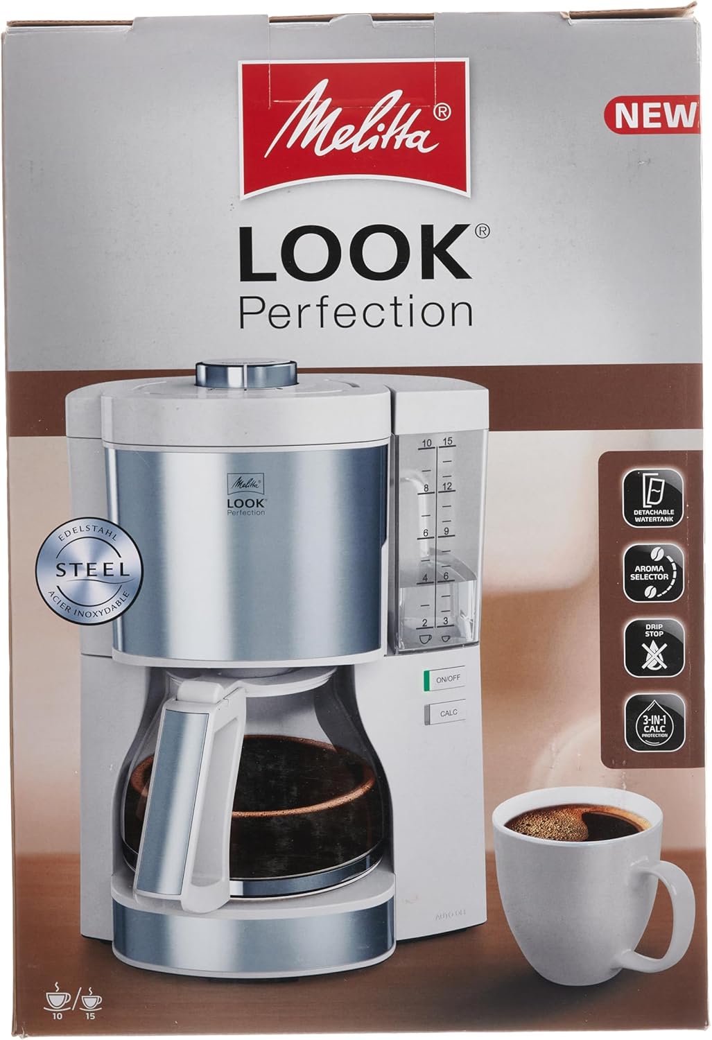 Melitta Look Perfection - Filterkaffeemaschine - mit Thermokanne - Tropfstopp - 10 Tassen - Schwarz (1025-16)
