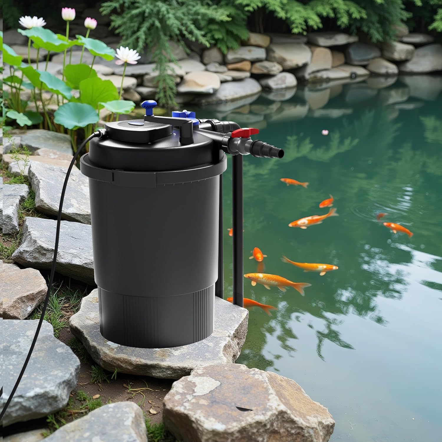 SunSun CPF-15000 Druckteichfilter 10.000 l/h / 18 W UVC Einheit, Teichdruckfilter für Teiche bis 30.000 Liter, Teichklärer, Filteranlage