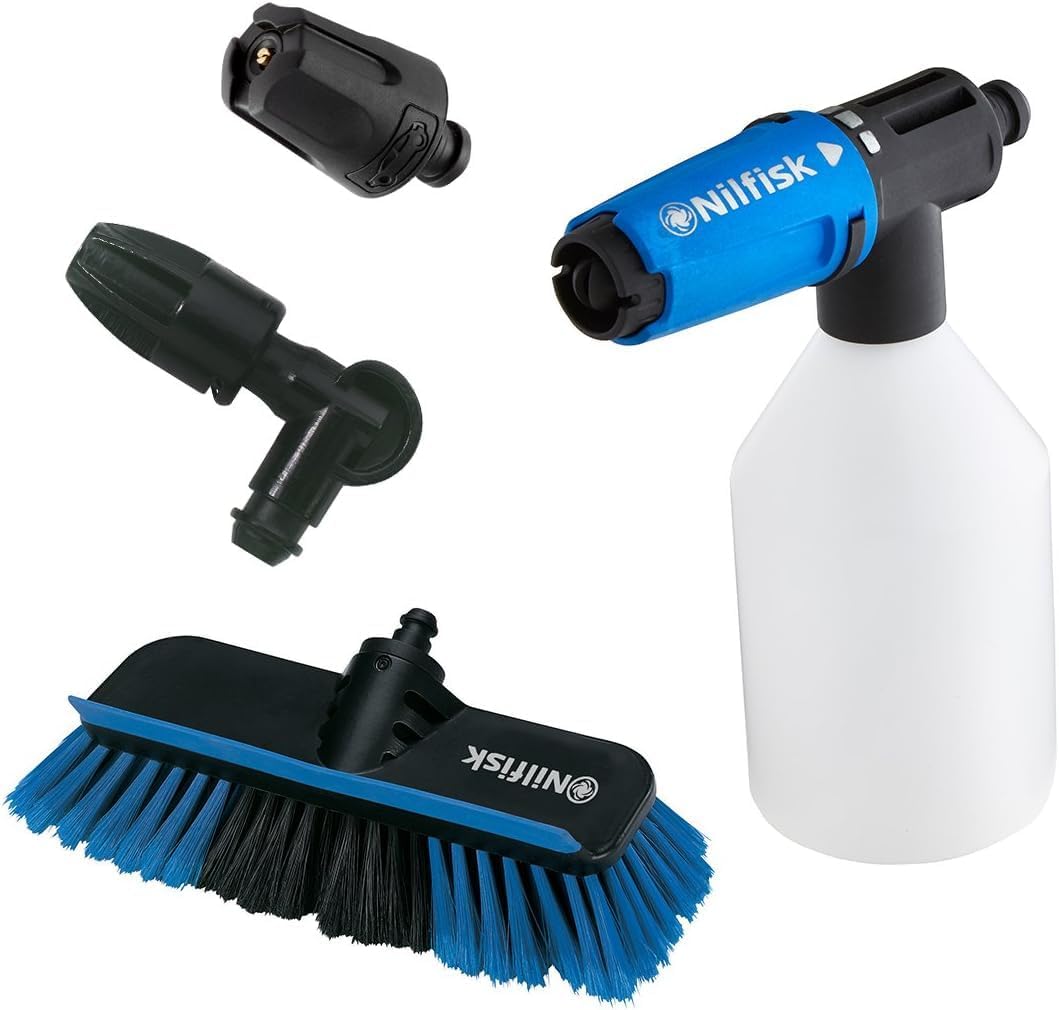 Nilfisk bar Hochdruckreiniger mit Induktionsmotor (inkl. Patio Cleaner Flächenreiniger und rotierende Bürste) E145.4-9 blau