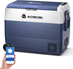 AAOBOSI Compressor Cool Box 36 L, Cool Box Car with WiFi App Control, 12/24 V and 100-240 V Electric Cool Box, up to -20 °C for Car, Truck, Boat, Motorhome, Camping, Double Zone