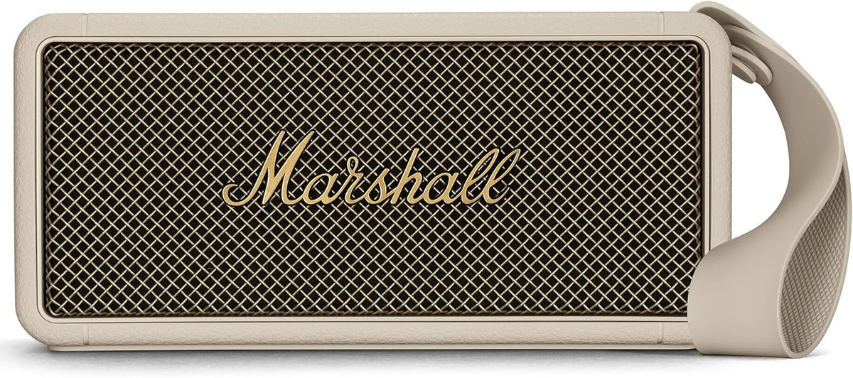 Marshall Middleton kabelloser tragbarer Bluetooth-Lautsprecher, über 20 Stunden tragbare Spielzeit, wasserfest IP67 – Crème
