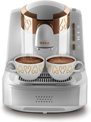 Arzum Okka Türkischer Kaffeemaschine, Vollautomatisch, 3 Tassen Größen, Selbstreinigungsfunktion, 950 ml Wassertank, Überschutzsensor, Kompaktes Design, Schwarz-Gold