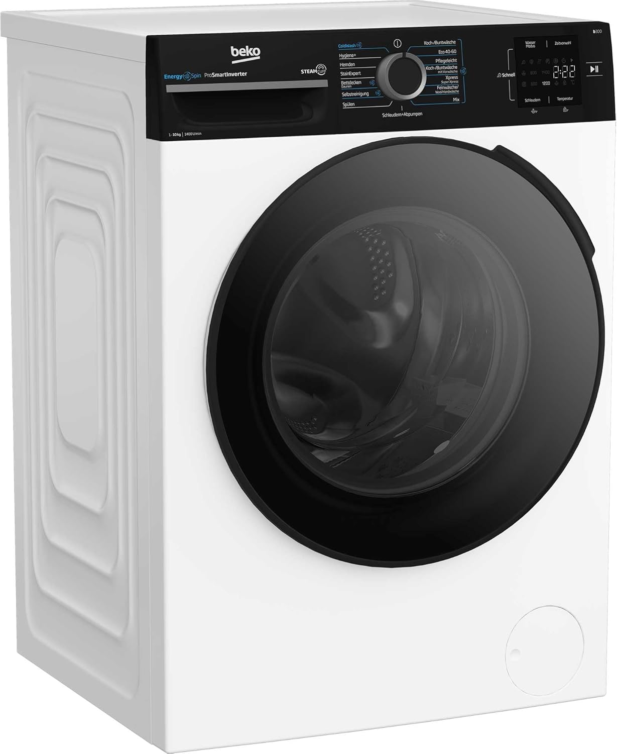 Beko WMC91464ST1 b300 Waschvollautomat, Waschmaschine, 9 kg, Bluetooth, ProSmart Inverter Motor, Dampffunktion, Pet Hair Removal, Watersafe+, Weiß