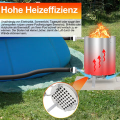 Sonnewelt Poolheizung Feuertonne mit Heizspirale Edelstahl