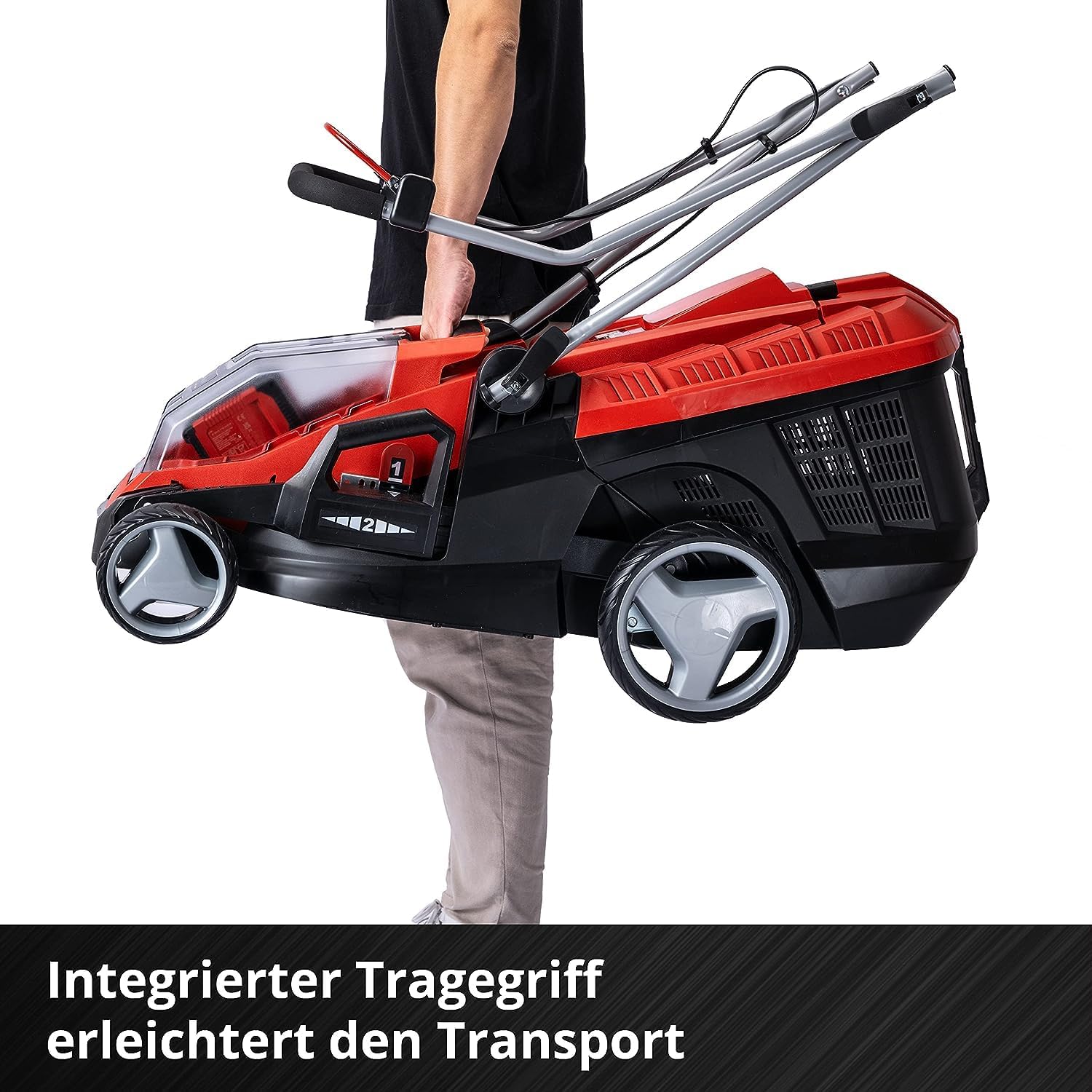 Einhell Akku-Rasenmäher GE-CM 36/36 Li Kit Power X-Change (36 V, 36 cm Schnittbreite, bis 400 m², Brushless, 40L Fangkorb, 25-75 mm Schnitthöhe, inkl. 2x 4,0 Ah Akku + 2x Ladegerät)