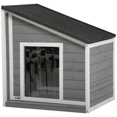 PawHut Hundehütte Outdoor aufklappbares Dach wetterfest Tannenholz
