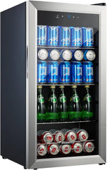 Kalamera Getränkekühlschrank, Bierkühlschrank mit Touch-Bedienfeld, 3-18°C Kühlzone, Flaschenkühlschrank 86 Liter, Blaue LED-Innenbeleuchtung, 41 dB, KRC-86GE