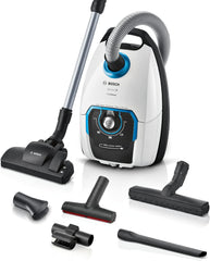 Bosch Staubsauger mit Beutel Serie 8 BGB75X494, Bodenstaubsauger, ideal für Allergiker, Hygiene-Filter, Bodendüse für Parkett, Teppich, Fliesen, langes Kabel, leise, 650 W, blau