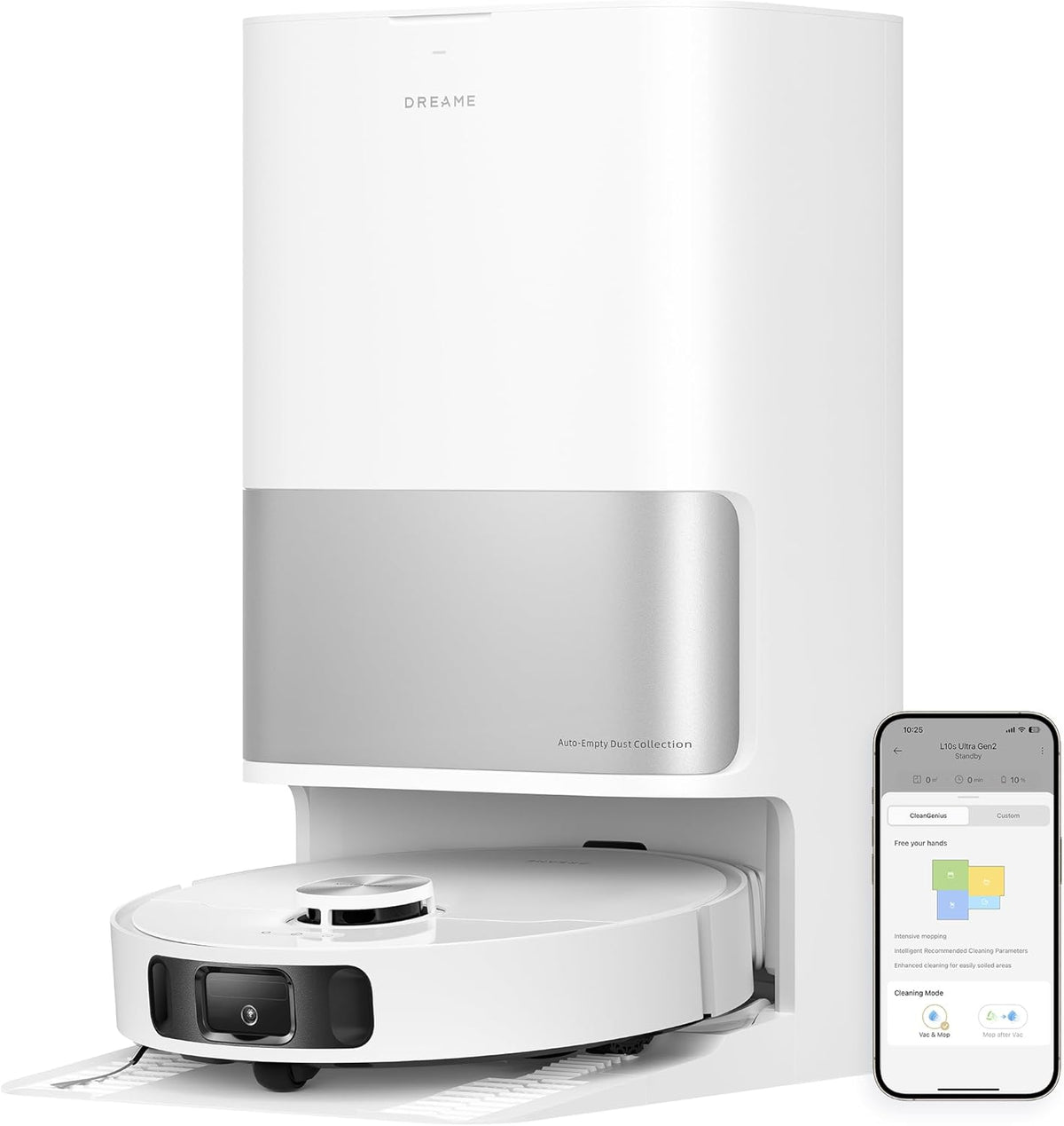 dreame L10s Pro Ultra Heat Roboter Staubsauger mit Automatische Moppreinigung mit heiem Wasser, Moppverlngerung, 7.000 Pa Saugkraft, Doppelte Mopp- und Bodenreinigung, Teppicherkennung