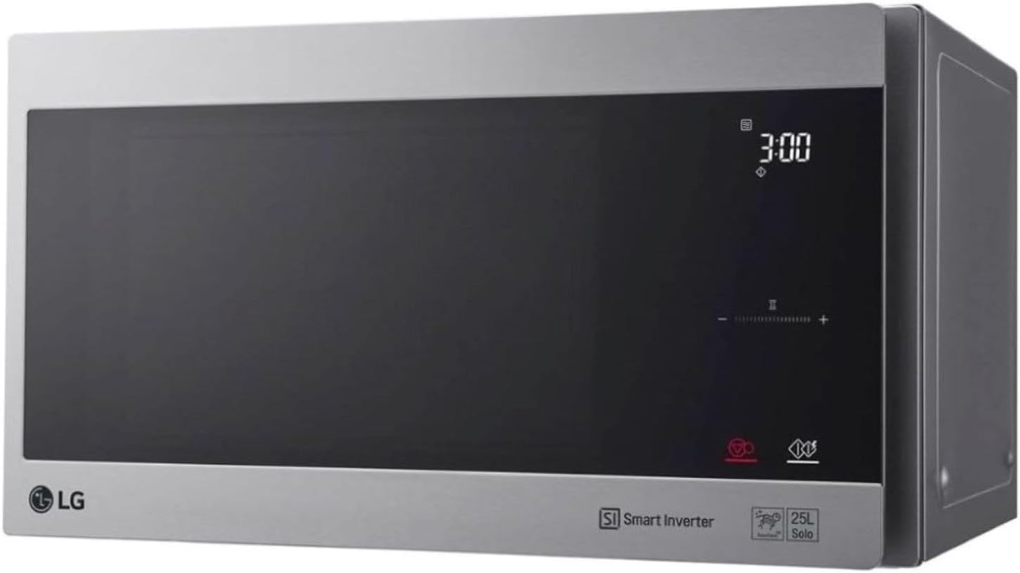 LG MS2595CIS Mikrowelle mit Smart Inverter Technologie, 25 Liter Kapazität, 1000 W, Automatikprogramme, einstellbare Leistungsstufen und EasyClean-Funktion, Silber
