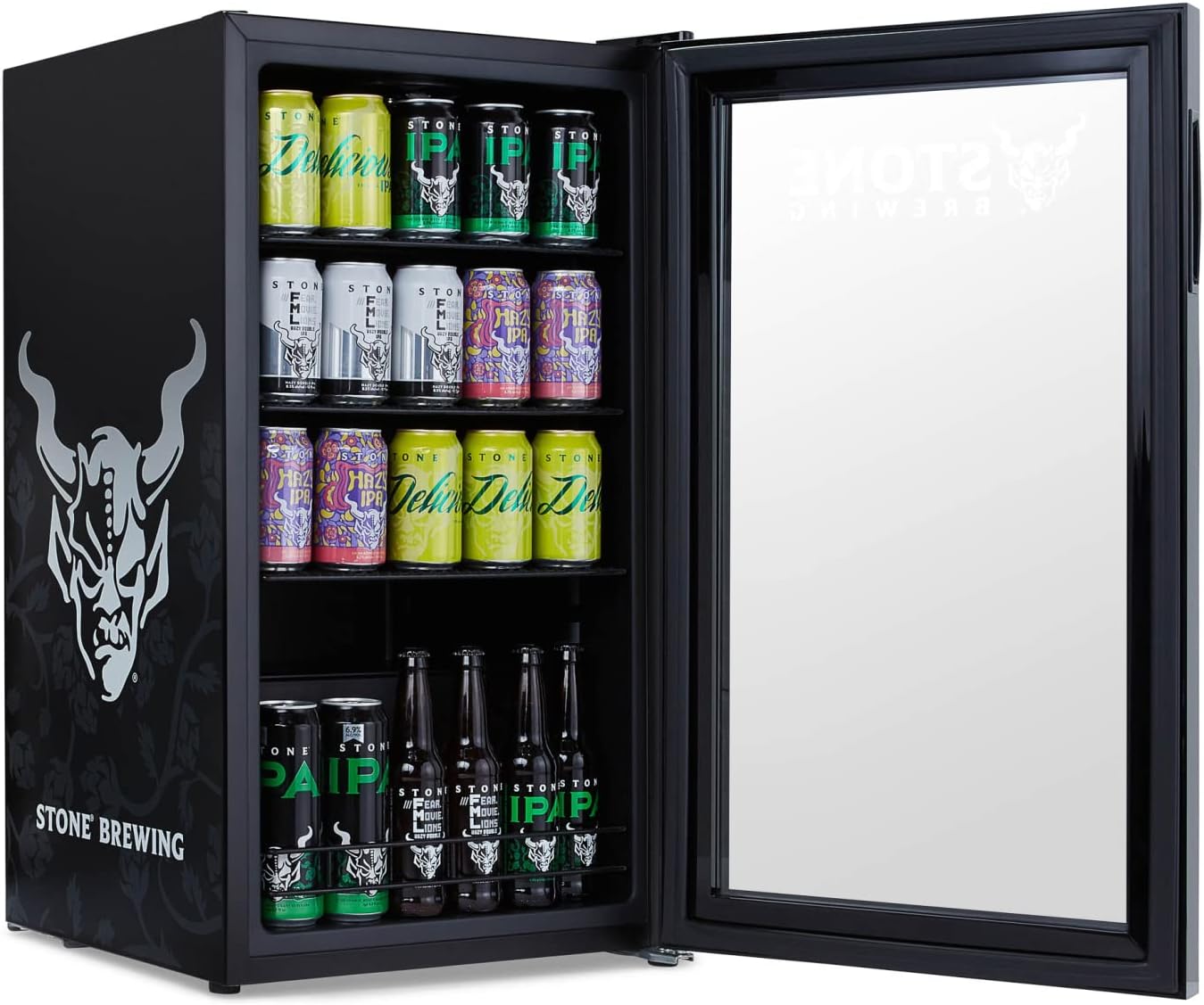 Getränkekühlschrank | Freistehender Kühlschrank für 126 Dosen mit Glastür mit Scharnier rechts | Mini-Getränkekühlschrank, perfekt für Bier, Wein, Limonade und kühlere Getränke
