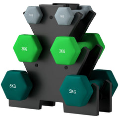 SPORTNOW Hantelset 6-teilig mit Hantelständer – 1 kg bis 5 kg