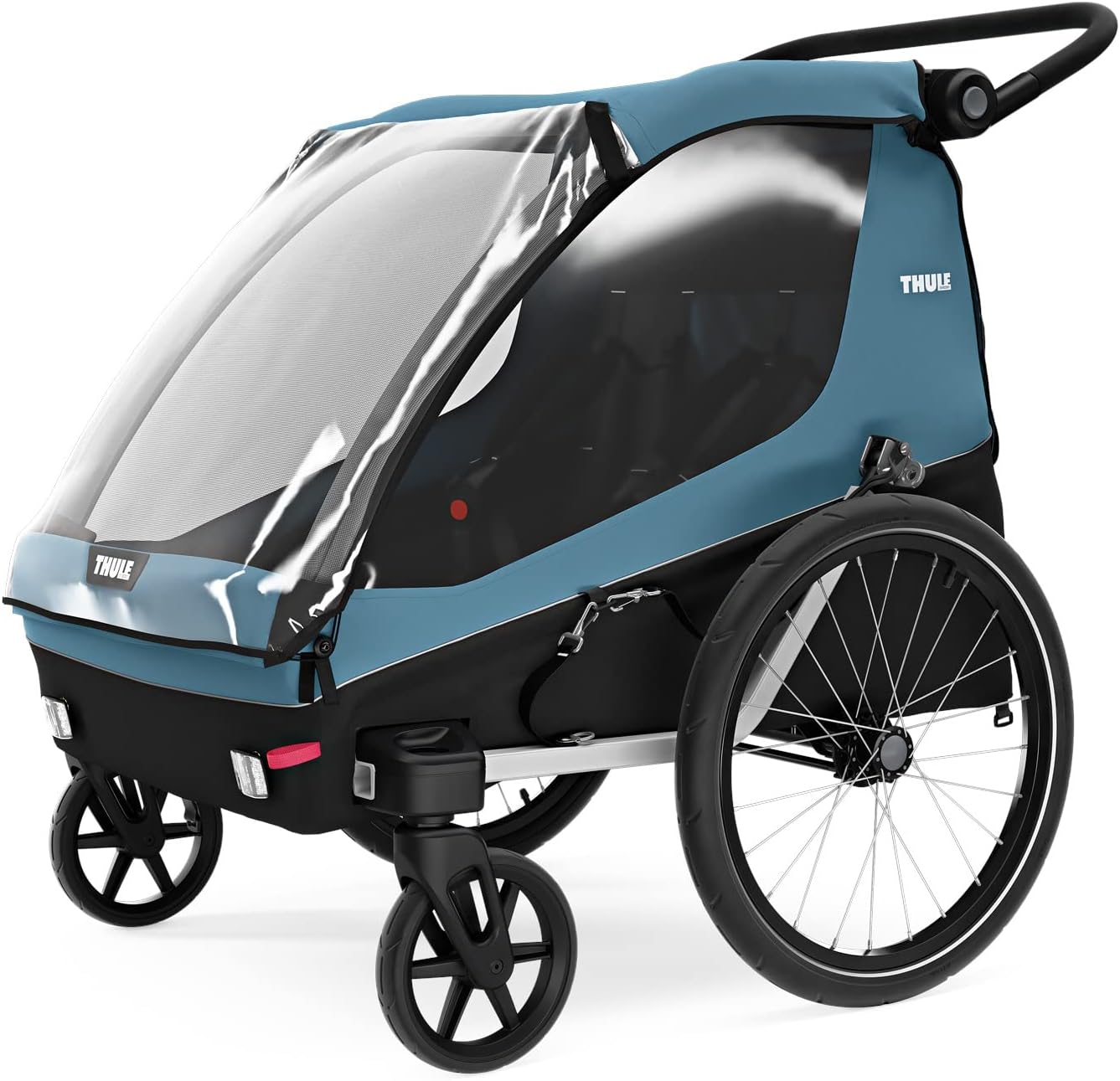 Thule Courier Fahrradanhänger Hunde, Fahrradanhänger für 2 Kinder Aegean Blue One-Size