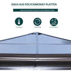 Outsunny Gartenpavillon Hardtop mit Polycarbonat-Dach Fliegennetz Alu