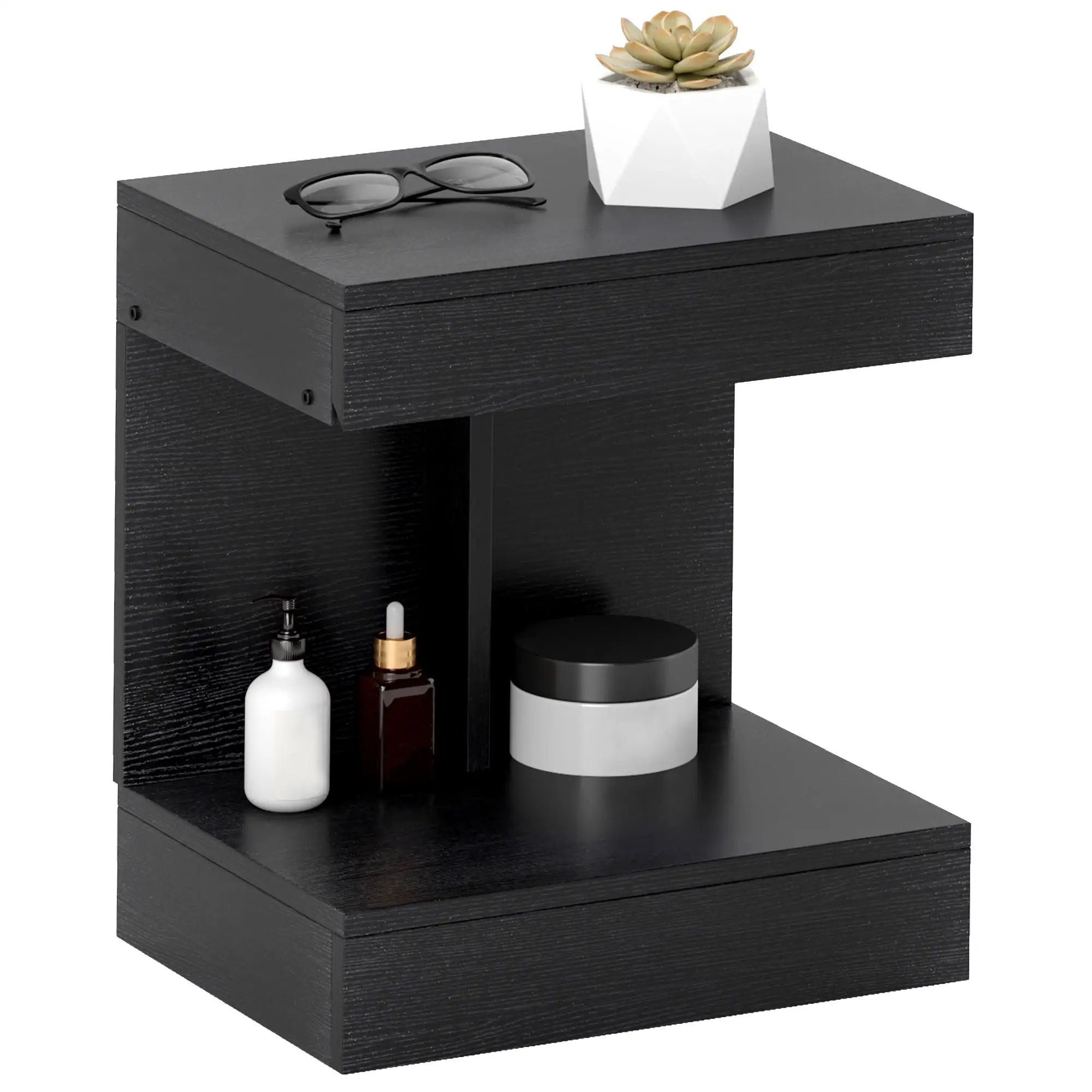 HOMCOM Nachttisch 40x30x46 cm mit Schublade Schwarz