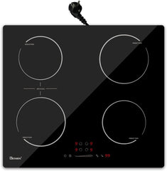 GIONIEN Induktionskochfeld mit Stecker 60cm 16Amp,Integriertes Elektrokochfeld Plug in mit Brückenzone, 4 Kochstellen Herd,2800W,GITS470SPVDE